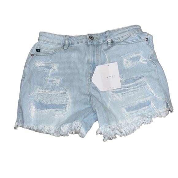 Kancan Women's High Rise Distressed Mom Shorts Light Wash Women SZ 27 - Picture 2 of 9